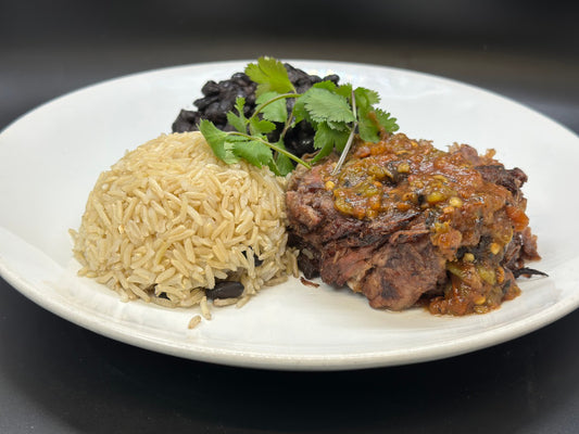 Slow-Roasted Pork Carnitas w/ Brown Rice & Black Beans