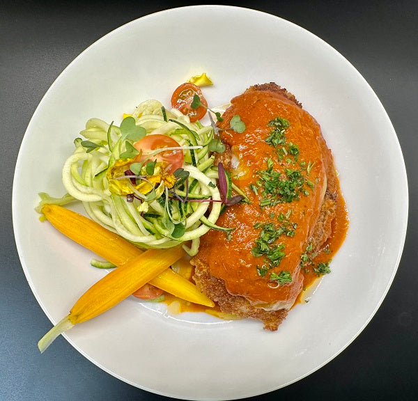 Chicken Parmesan w/ Zucchini Noodles - A low-carb version of the classic Italian dish. 2